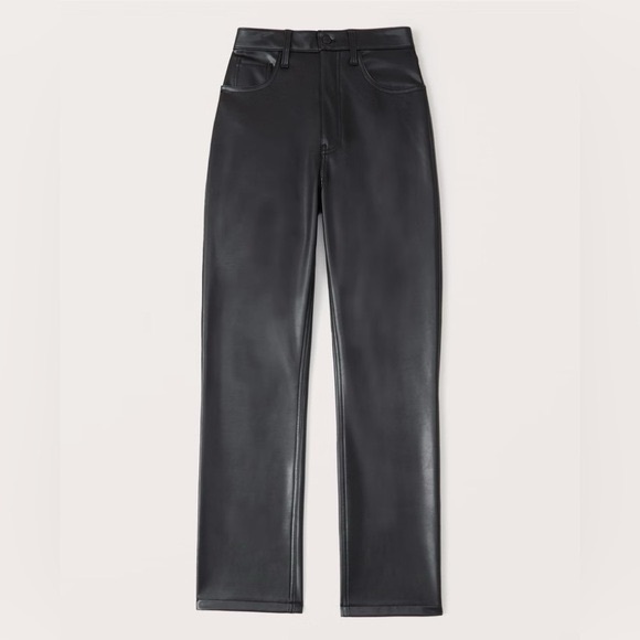 ABERCROMBIE Vegan Leather 90s Straight Pant black size 26 - Picture 8 of 12